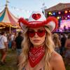 3Pcs Western Outfits Cowgirl Hat Bandana Western Cowboy Costume Accessories for Halloween Party Dressing Up Pretend Play