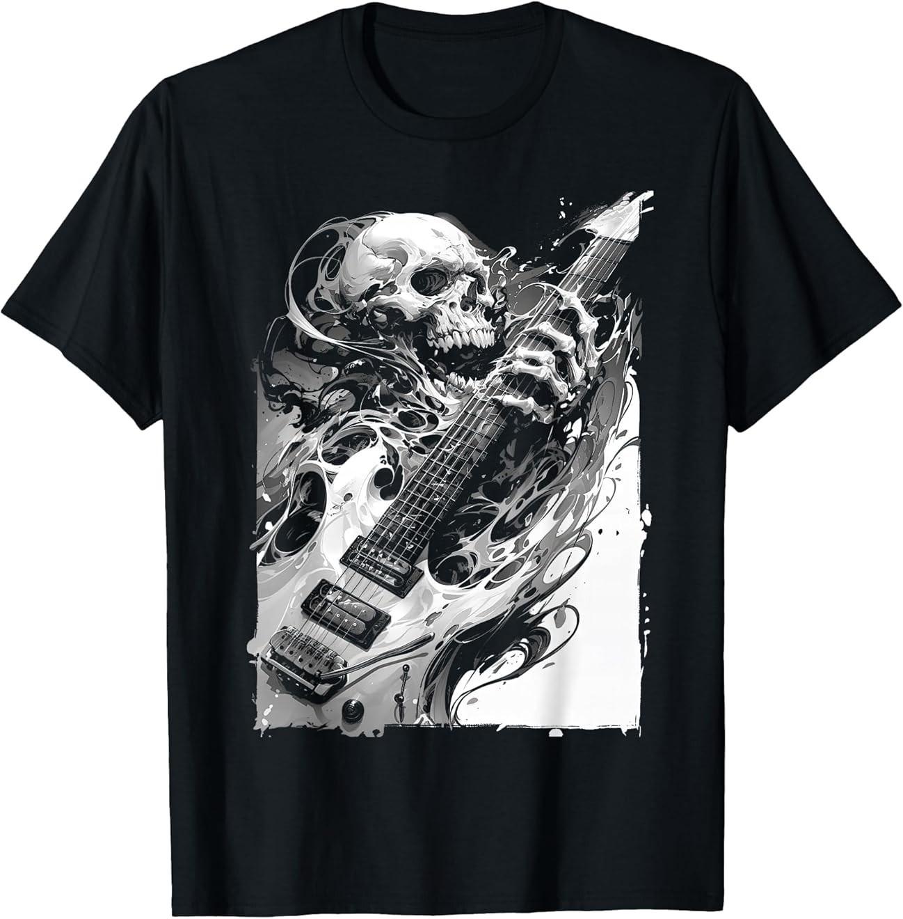 Skeleton playing guitar ,Rock Star Shredding Guitar T-Shirt Gift Unisex S