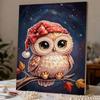 Framed Pearl Bead Painting Kit Christmas Owl Design DIY Shiny Canvas Art Relaxing Craft Gift for Craft Lovers Creative Wall Decor Projects