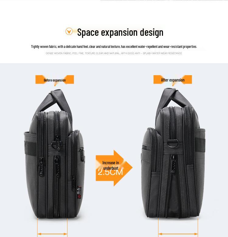 Wasserdichte Oxford-Gewebe Business-Aktentasche - Strukturiert, Mehrschichtig, Großes Fassungsvermögen für 15,6-Zoll-Laptop