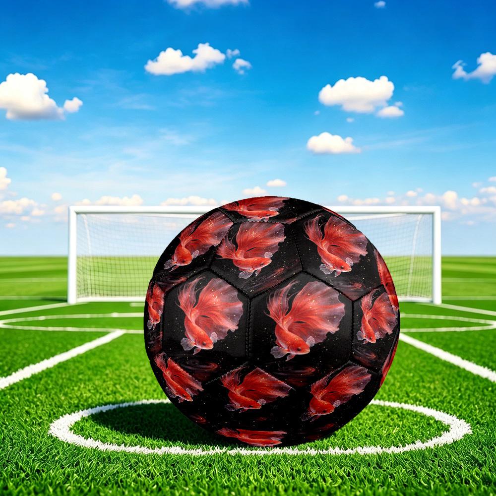1pc Golden Fish Dance Theme Soccer Ball Football, Size 5, Lightweight PVC, Outdoor Training Soccer Ball,Gift c65149