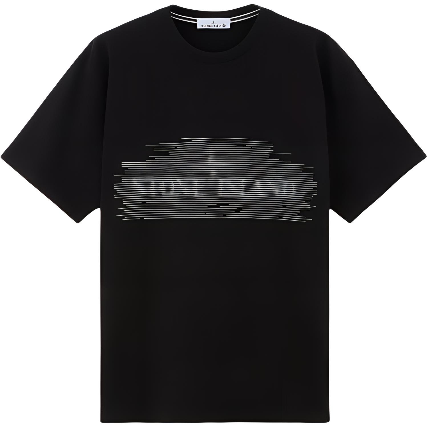 

Stone Island Letter Stripe Crew Neck Short Sleeve T-Shirt Men Tops Black 81152RC86-V0029 L