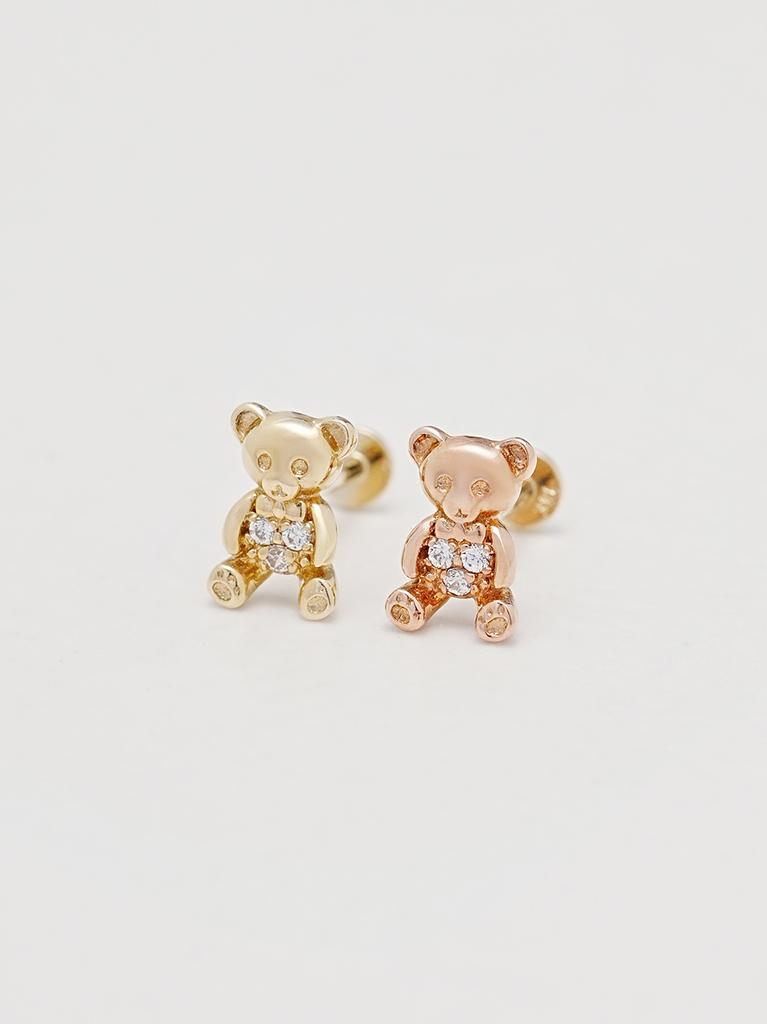 Minimalpiercing [0.8Mm] 14K Internal Bear Rabbit Labret Piercing Earrings