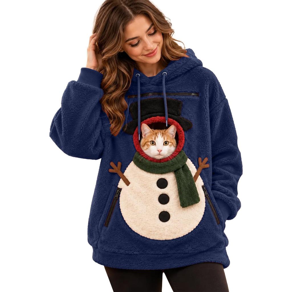 Unisex Long Sleeve Pet Dog Pocket Sweatshirt Hoodie, Loose Casual Warm Pullover