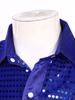 Mens Shiny Sequin Dance Shirt Latin Jazz Performance Wear Turn Down Collar Long Sleeve Patchwork Top