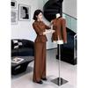 Spring and Autumn Plus-Size Women's Fashion Stand-Collar Jacket Set, Stylish Black Blazer with Wide-Leg Pants, Casual Two-Piece Set