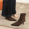 Fashion High Heel Women's Ankle Boots Soft Leather Suede Elegant Office Ladies Short Boots Bota Feminina Size 35-39 Pointed Toe Botines