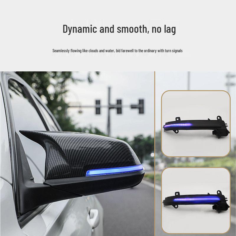 Blue Sequential Turn Signal for BMW 1-5 Series, X1, X3, X5, X6 - Modified One-Wipe Rearview Mirror