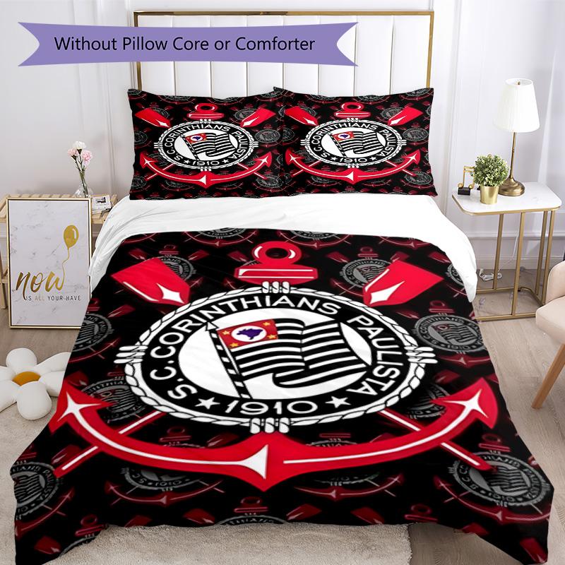 Sport Club Football Crest Printed Pattern Duvet Cover Set – Includes 1 Duvet Cover and 2 Matching Pillowcases Bedroom Decor Christmas Gifts