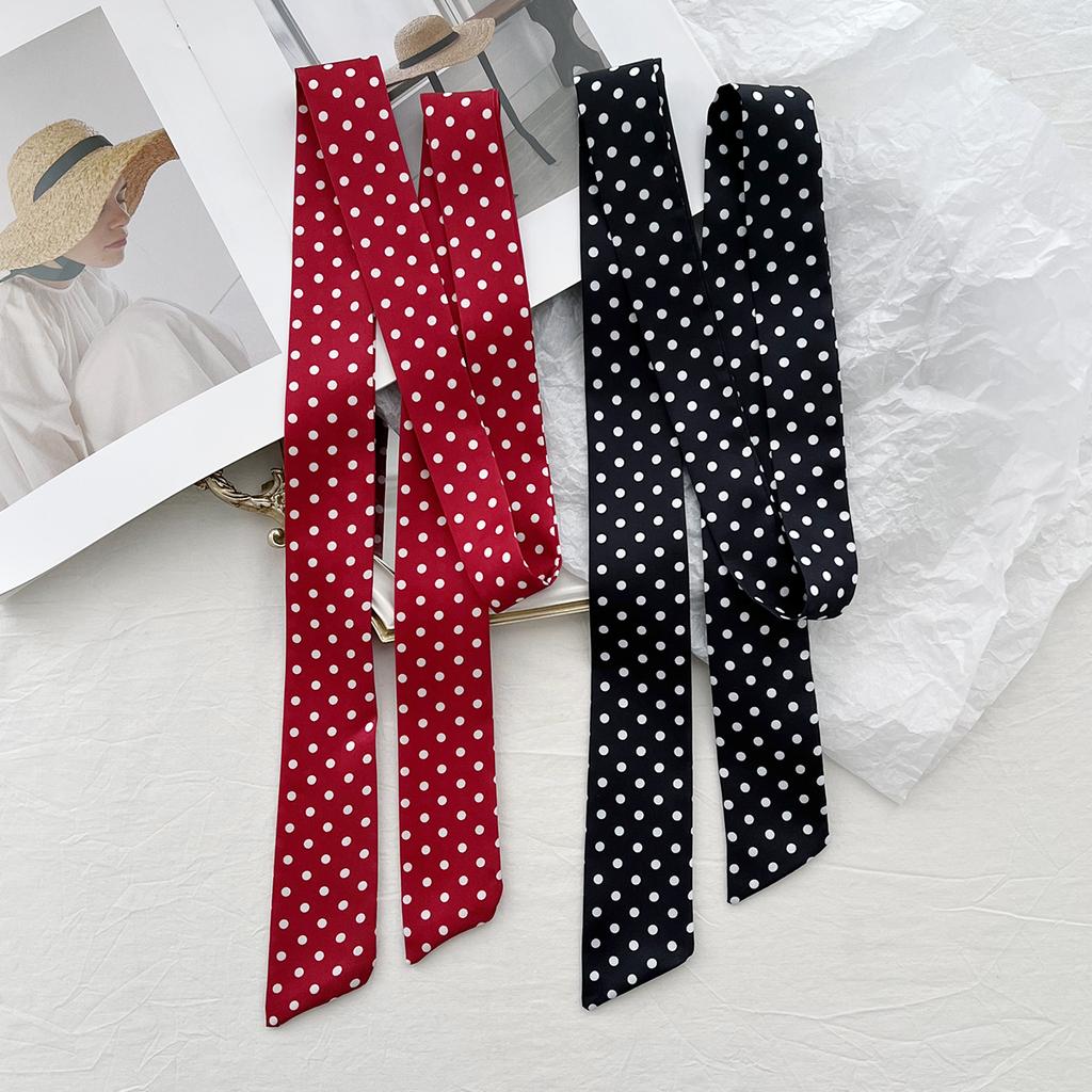 American Retro Spice Girl Polka Dot Silk Scarf Women'S Spring And Autumn Thin Versatile Niche Design Millennium Style Long Scarf Scarf
