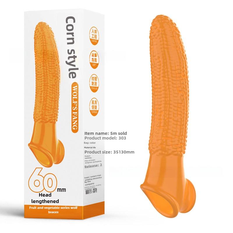 Corn Cucumber Banana Fruit and Vegetable Wolf Teeth Condom Lengthening Vibration Silicone Condom Prick Condom Penis Condom Erotic Sex Products