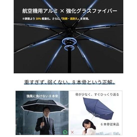 Folding umbrella one-touch automatic open close lightweight 280g ultra-absorbent pouch 5-level super water-repellent reflective tape 100cm large men 8