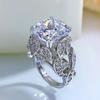 Classic Hollow Pattern Zircon Ring, Retro Luxury Women's Party Dinner Ring