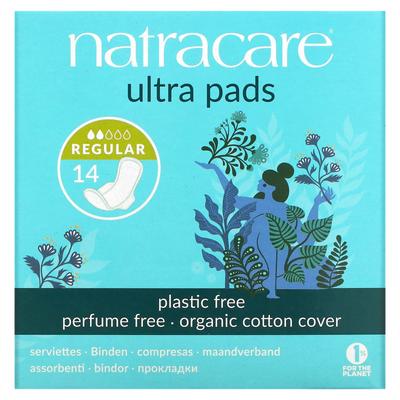 Ultra pad, capa de algodão orgânico, regular, 14 peças