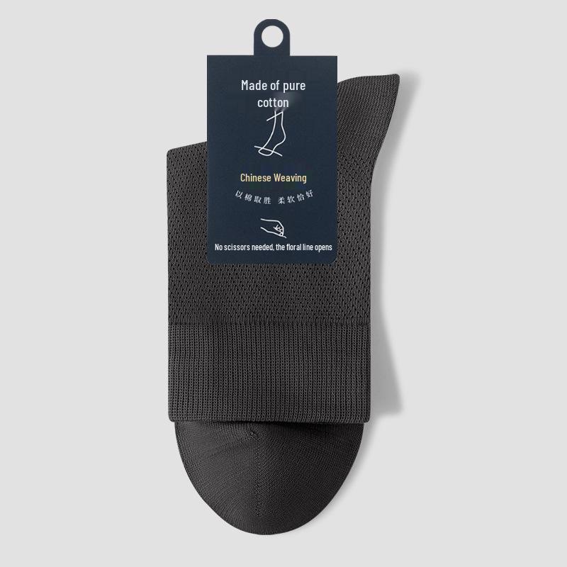 Andningsbara bomullsstrumpor för män, mellanhöga - Svarta (Vår/höst)