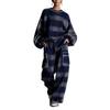 Women's Vintage Street Style Contrast Piped Two Piece Pants Set Outfits for European American Crossborder