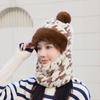 1Pcs Winter Knitted Hat Scarf Mask One-Piece Plush Pompom Beanies For Women Outdoor Cycling Cap Ears Neck Protection Skiing Cap