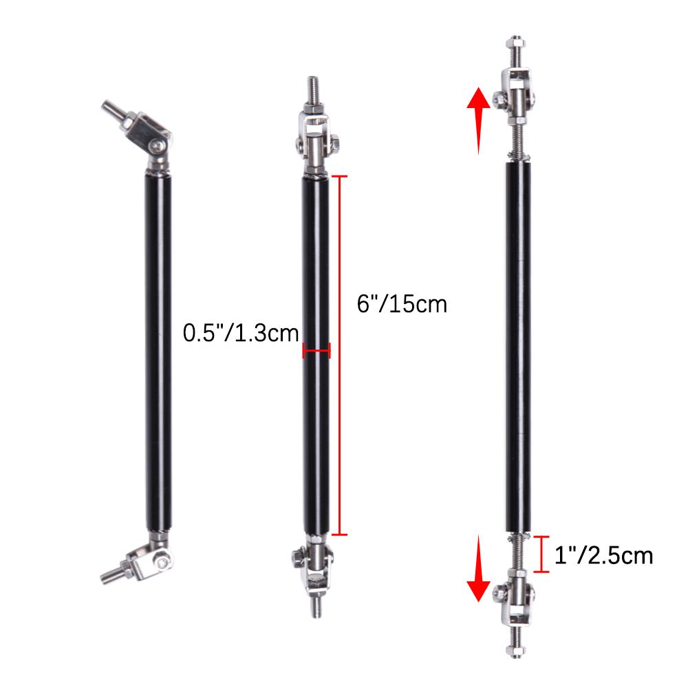 2 BUC Universal Mașină de Curse Față Spate Buza Barei de Protecție Splitter Spoiler Kit Bară de Sprijin Tijă de Tragere Reglabilă 15cm Negru Roșu