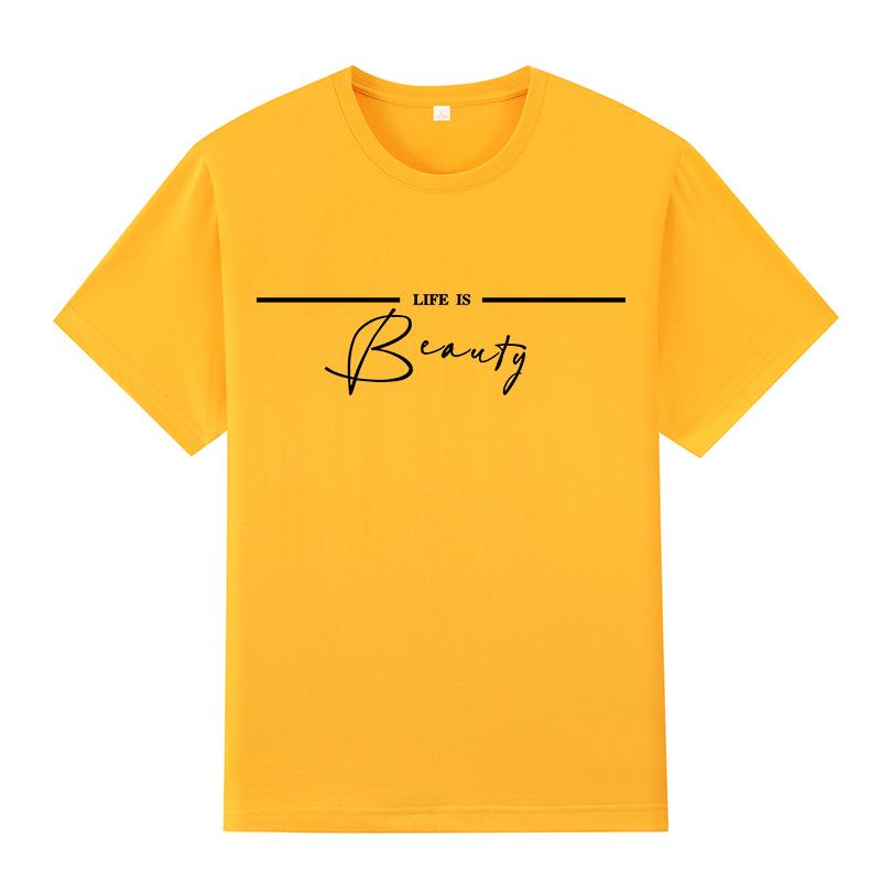 Módní potištěné ležérní dámské tričko s kulatým výstřihem, krátkým rukávem, bavlněná trička