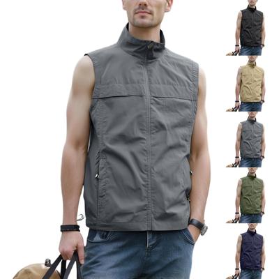 Chaleco de Golf Ligero Cortavientos para Hombre, Ropa Exterior con Bolsillos, Chaqueta Softshell sin Mangas para Correr, Senderismo, Deportes
