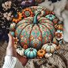Pumpkin and Floral Design Wall Art - 8X8 Inch Round Iron Metal Sign - Perfect for Home, Farmhouse, Porch, Bedroom