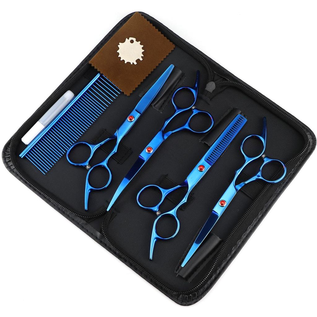 6.0/7 Inch, Color 4 Packs, Pet Beauty Scissors, Straight Scissors, Set Steel Comb Cross-Border