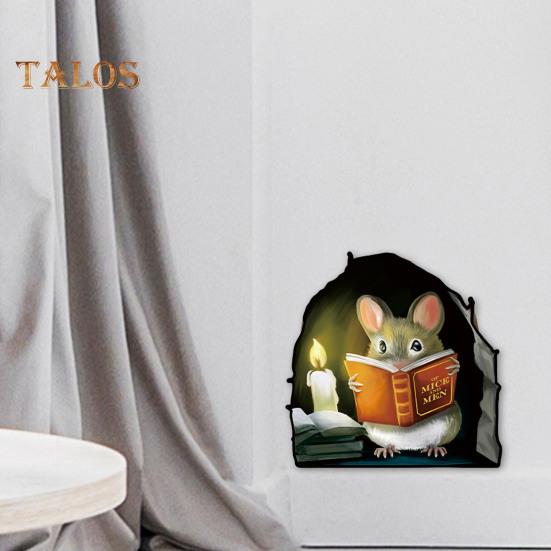 Mouse Wall Sticker Peel And Stick Cartoon Reading Mouse Wall Decal Waterproof Self-Adhesive Sticker for Kids Room Classroom Home Wall Decor