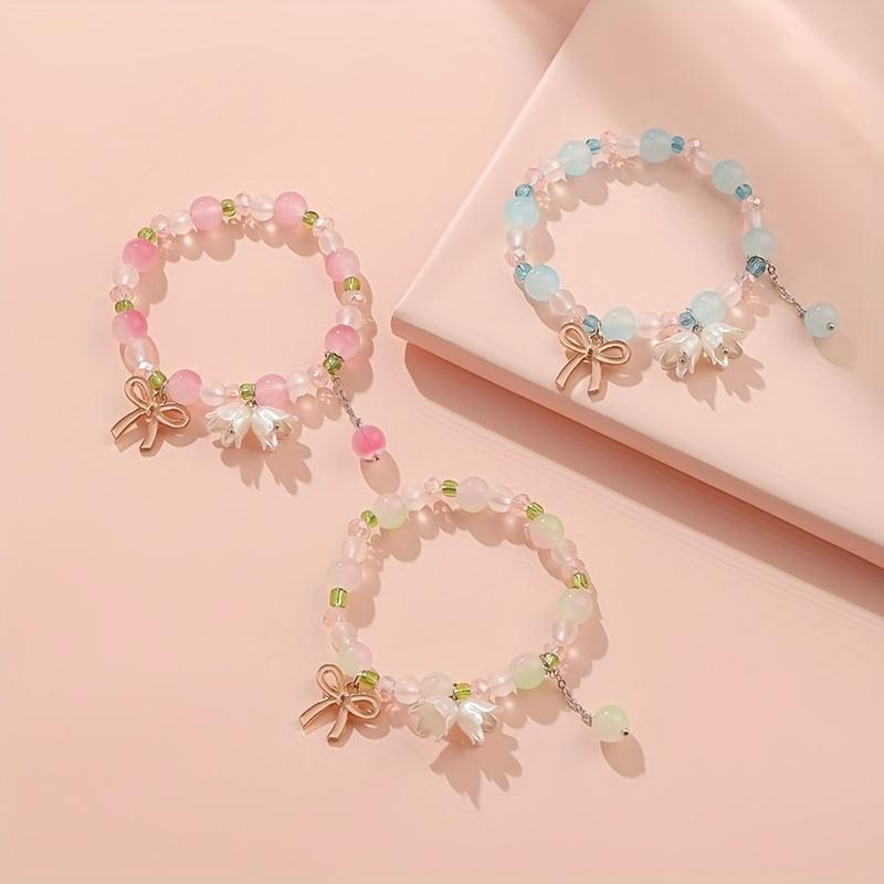 

Linglan Flower Gradient Bead Bracelet with Adjustable Length 1pc