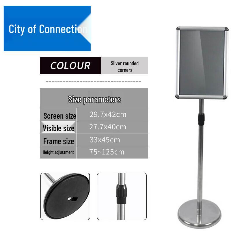 A3 Stainless Steel Telescopic Floor Sign Holder
