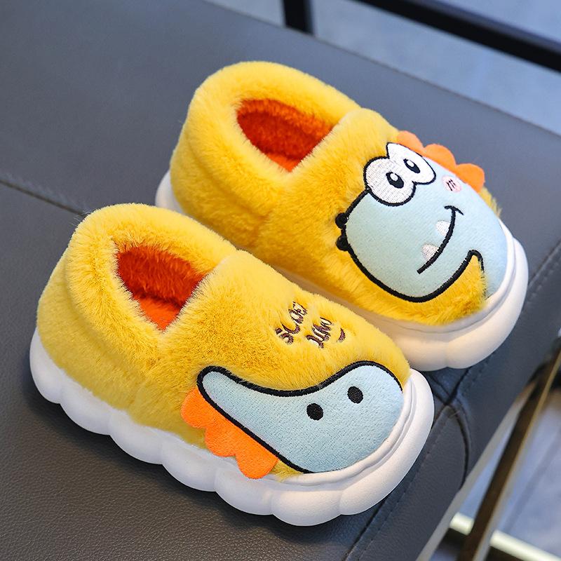 Children's Cotton Slippers for Winter, Boys' Dinosaur Indoor Home, Girls' Baby, Children's Anti Slip Parent-child Cotton Shoes