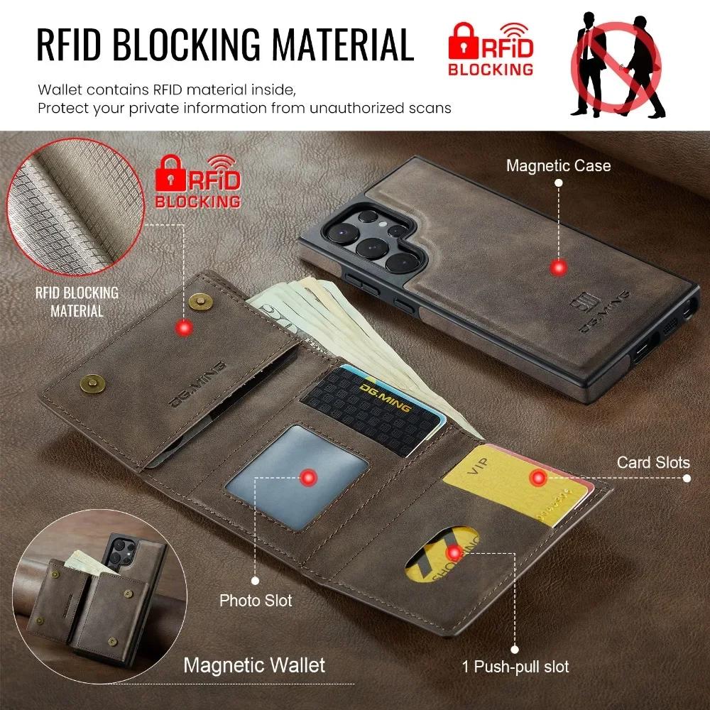 2 in 1 Detachable Magnetic Wallet Case For Samsung Galaxy S25 Ultra S24 S23 S22 Plus For Magsafe RFID Blocking Card Holder Cover