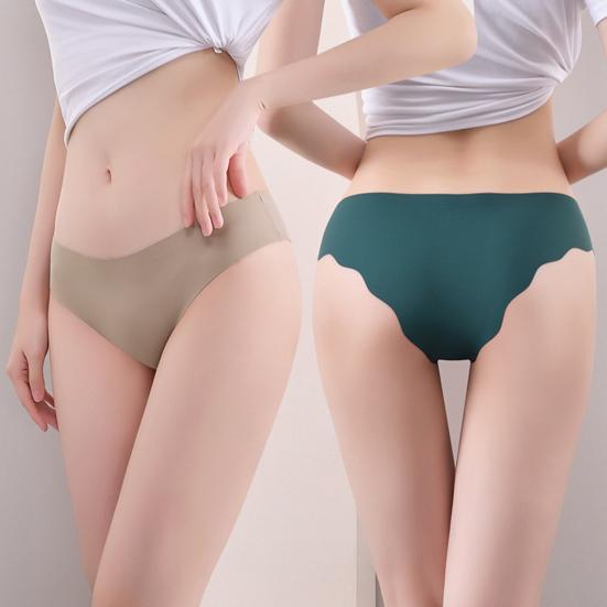 8 Pcs Seamless Underwear for Women No Show Ice Silk Hipster Panties Wave Edge Invisible Triangle Briefs