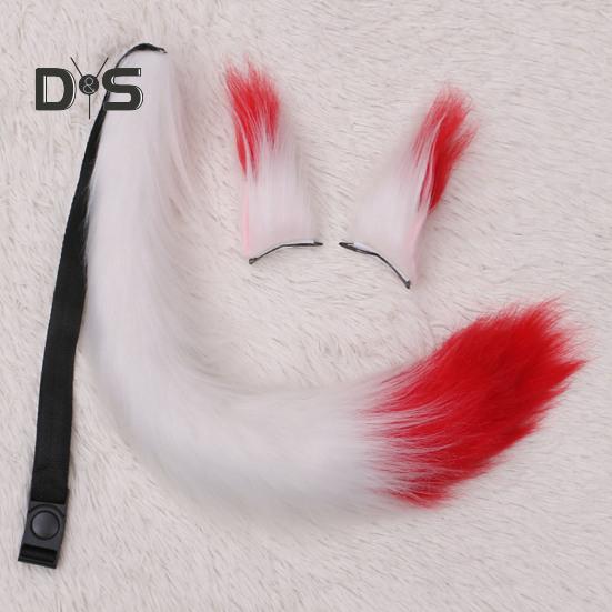 Fox Ears Tail Set Handmade Plush Animal Cosplay Props Realistic Design Role Play Halloween Party Accessories