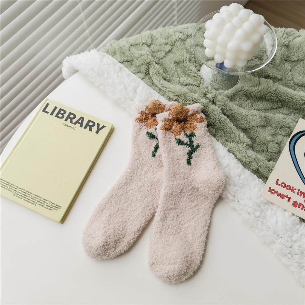 Coral Fleece Socks, Thick Socks, Warm Socks, Sleep Socks, Floor Socks, Mid Length Socks, and Fleece Socks