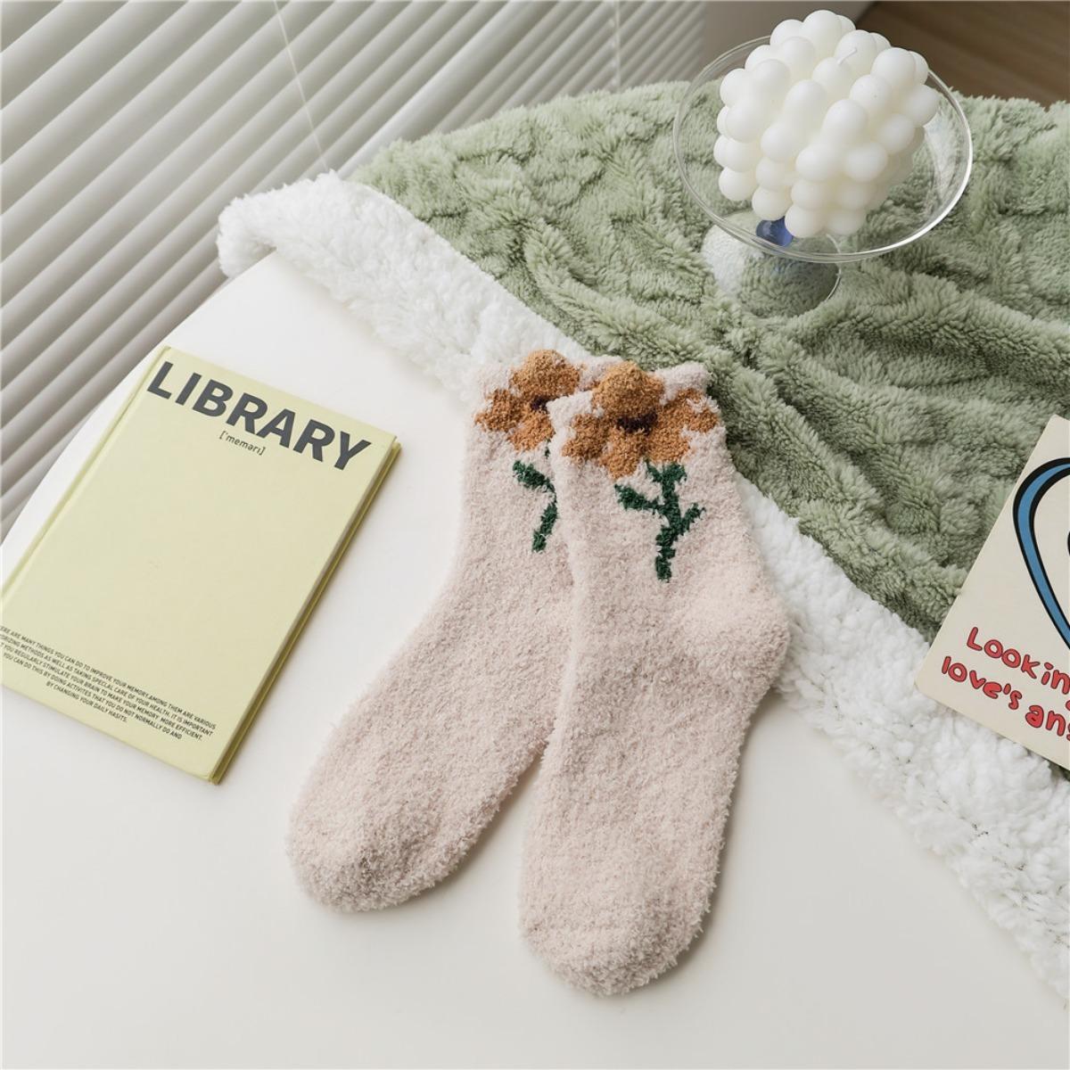 

Носки из кораллового флиса, Толстые носки, Теплые носки, Носки для сна, Домашние носки, Носки средней длины и Флисовые носки бежевый