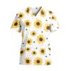 Women's V-Neck Short Sleeve Work Shirt with Pocket, Printed Top for or Uniform, Lightweight Tunic