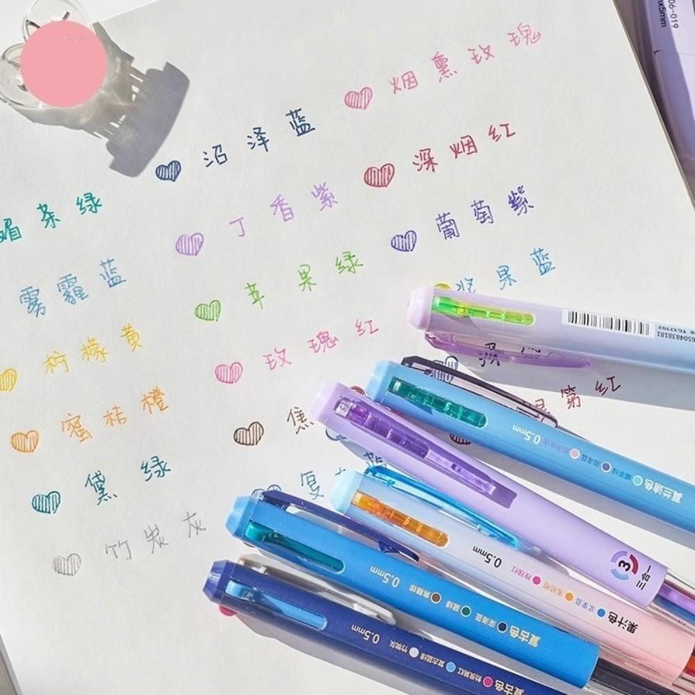 6 Stück 0,5 mm Mehrfarbiger Stift 3-in-1 Kugelschreiber Tragbare Krankenpflegestifte für den Studentengebrauch