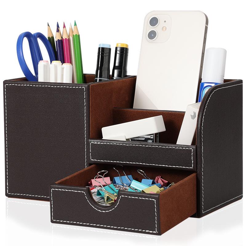 Moderner Business-Stifthalter - Multifunktionaler Leder-Schreibtisch-Organizer