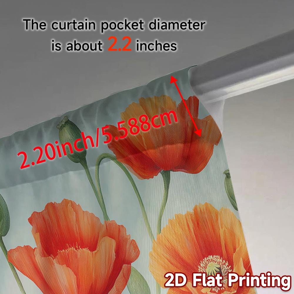 Flat Printing Curtains Without Rod Floral Poppy Design Fashionable Curtainments During Ramadan Holiday Curtain Set Of 2 Modern Made Polyester Washable