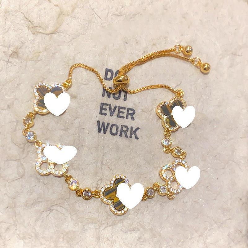 Korean Style Zircon Mother-of-Pearl Round Center Bracelet - Light Luxury Vintage Y2K Versatile Jewelry