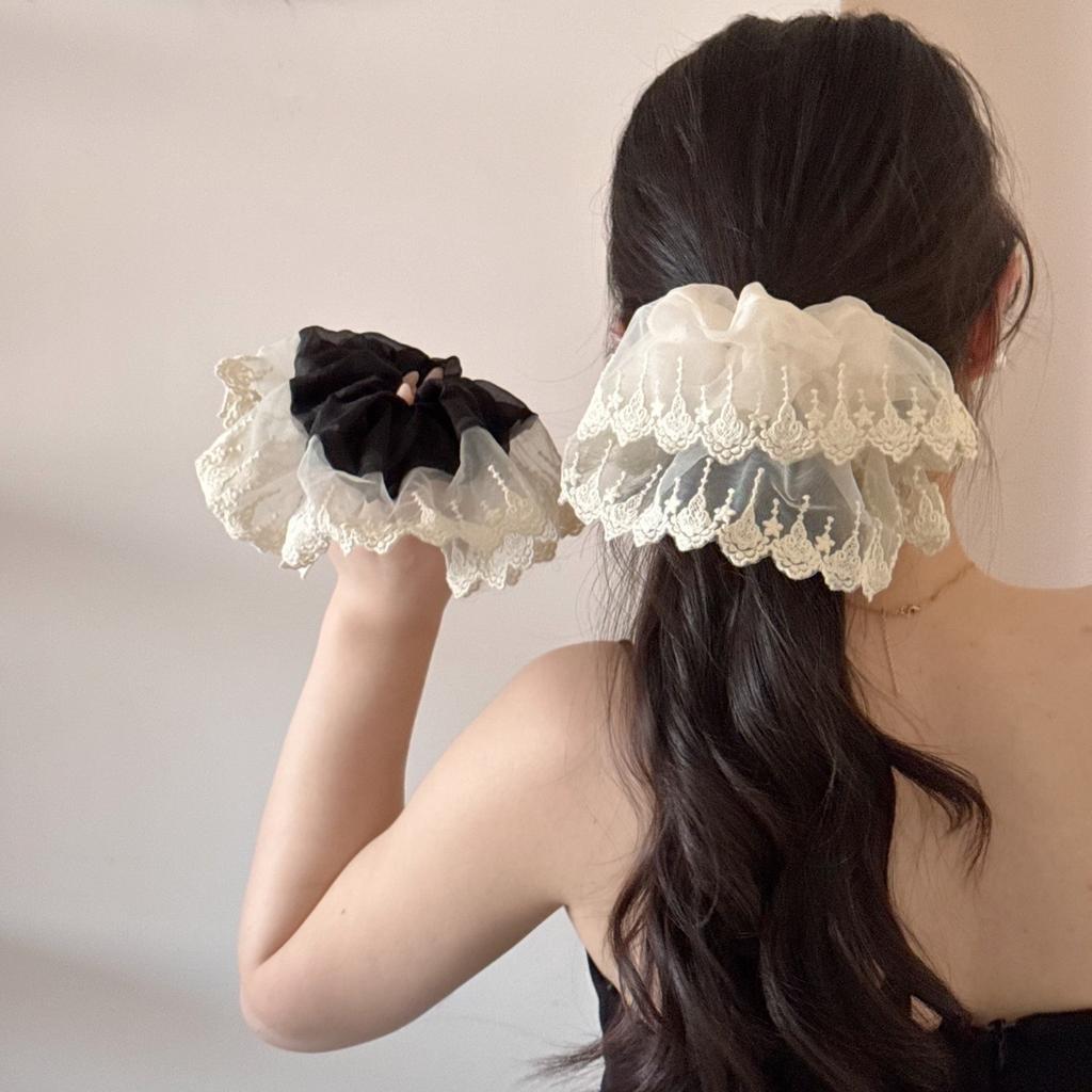 Retro Oversized Fashion Tulle Star Elatic Hair Rope Simple Gentle New Niche Fabric Scrunchie Hair Accessories