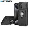 KEYSION Shockproof Armor Case for Huawei Honor 400 Smart 5G Camera Lens Protection Ring Stand Phone Back Cover for Honor X7d 5G