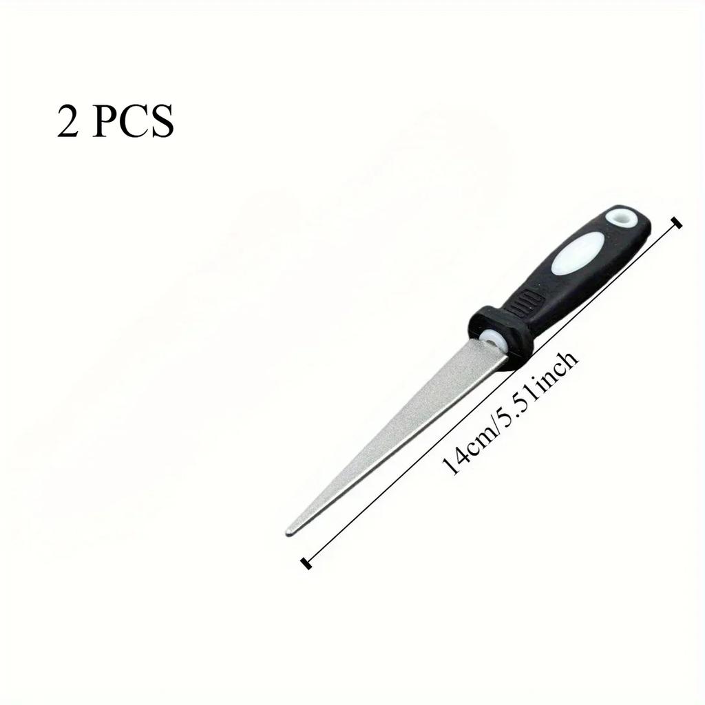 Easy To Grip Handle Knife Sharpener,Diamond Sharpening Stone with One Stone and Two Birds, Double-sided Flat and Curved Design