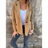 QICED Damen Vintage Casual Solid Color Print Herbst Winter Langarm POLO Neck Jacken & Mäntel