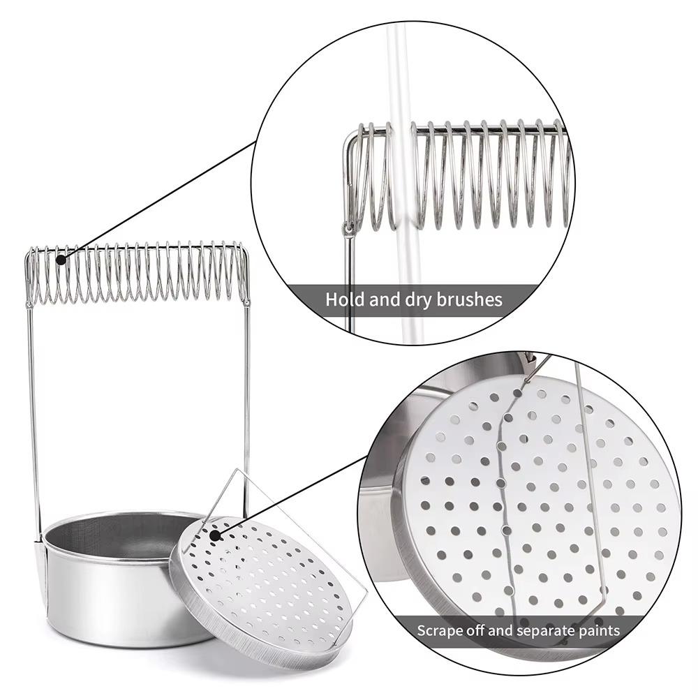 with Wash Tank Artist Brush Washer Stainless Steel Brush Wash Pot Paint Brush Holder School