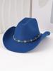 Premium Versatile Turquoise Chain Hat Fashion Casual Retro Top Hat Hat Cowboy Hat