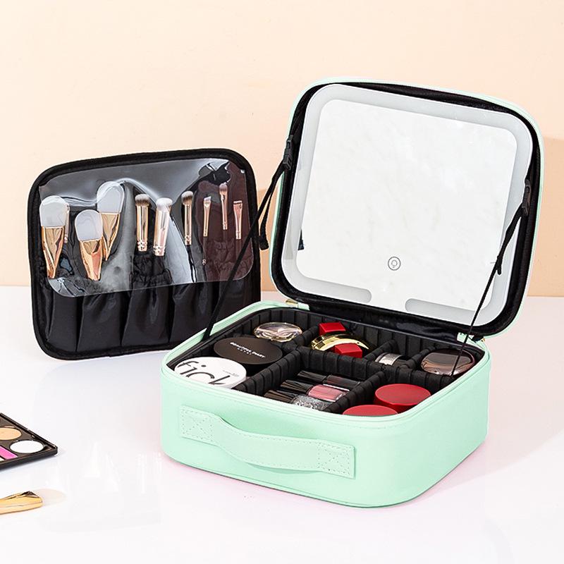 Portable LED Makeup Case with Large Mirror and Handle