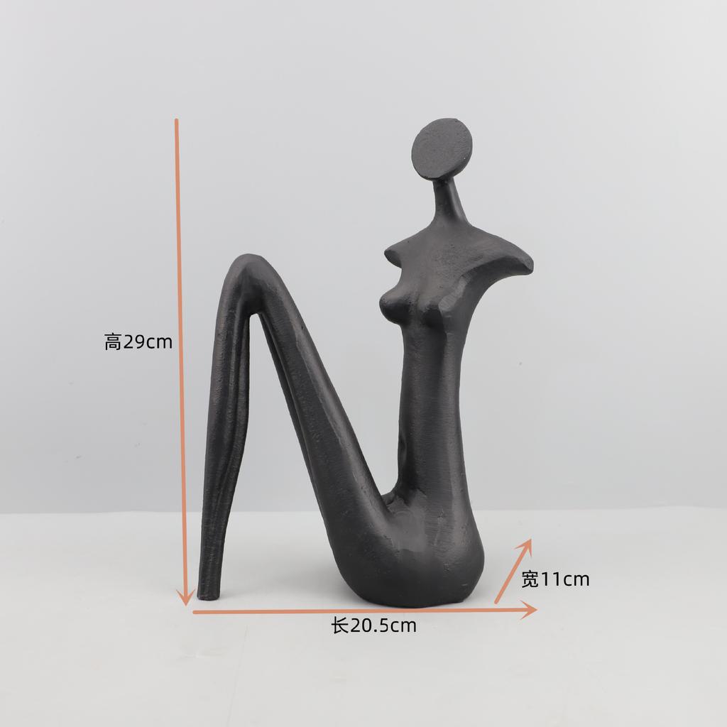 Cast Iron Figure Abstract People Sculpture Modern Art