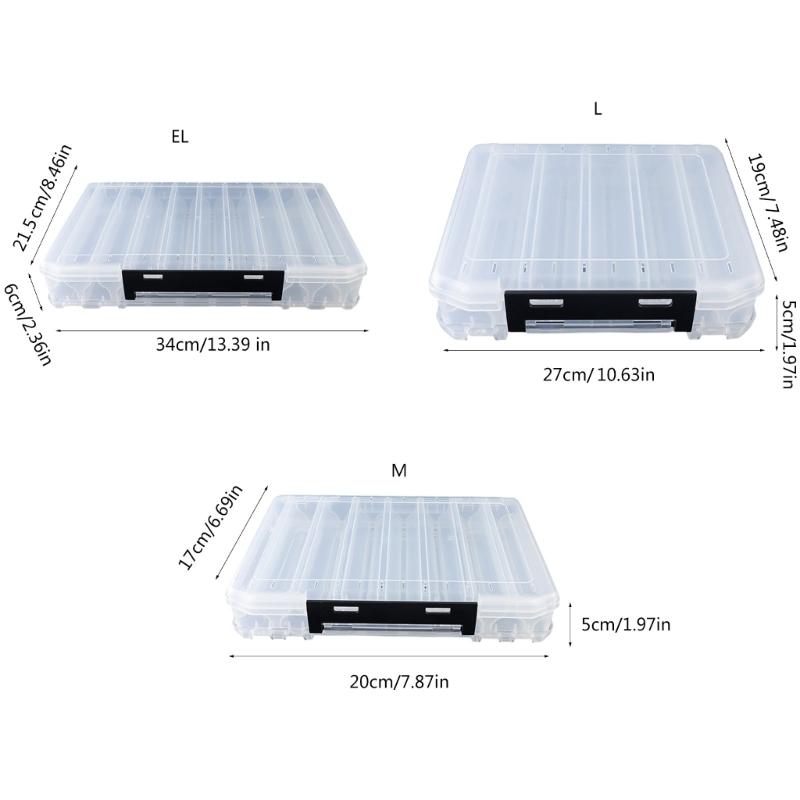 Double Side Tackle Carrying Case Large Clear Fishing Lures Storage Waterproof