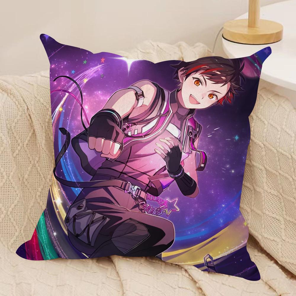 

EEnsemble Stars anime Cushion Cover Silky Short Plush Invisible Zipper Dustproof Sofa Pillow Case for Home Decor 30x30cm